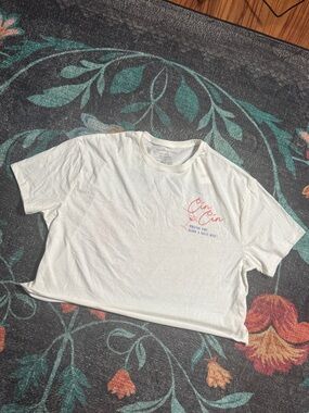 Target White Crop Top with Pink Script